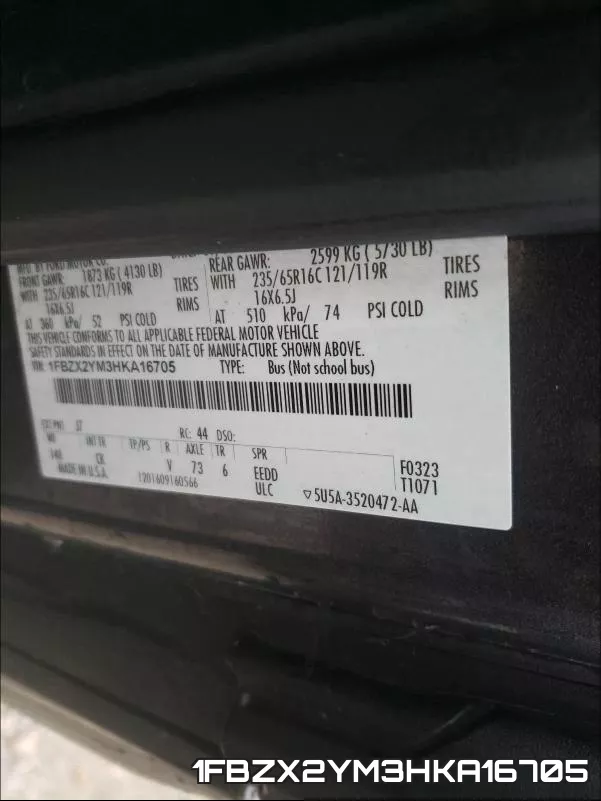 1FBZX2YM3HKA16705 фото 2