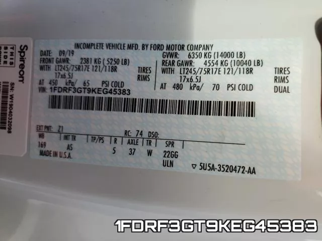 1FDRF3GT9KEG45383 фото 2
