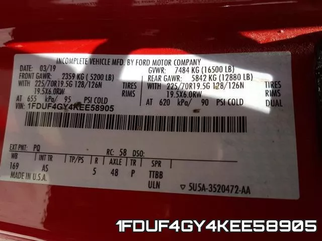 1FDUF4GY4KEE58905 фото 2