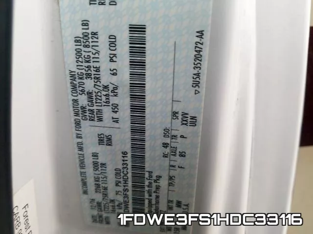 1FDWE3FS1HDC33116 фото 2