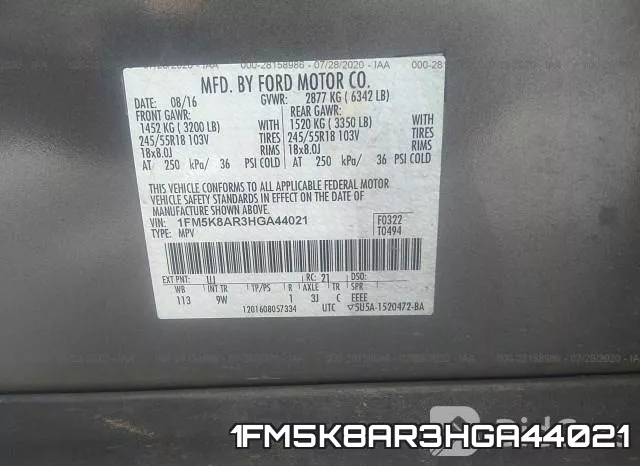 1FM5K8AR3HGA44021 фото 10