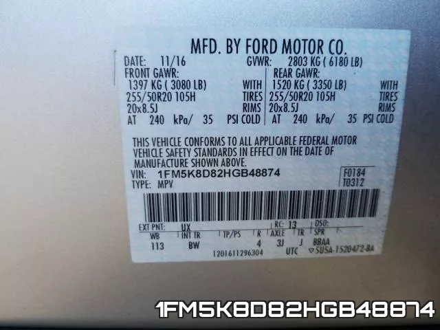 1FM5K8D82HGB48874 фото 2