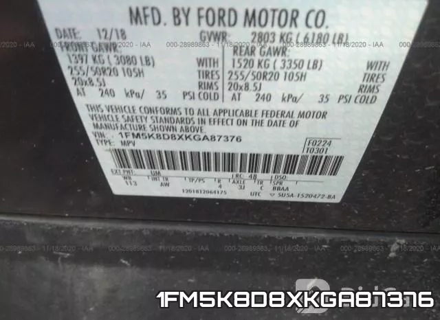 1FM5K8D8XKGA87376 фото 10