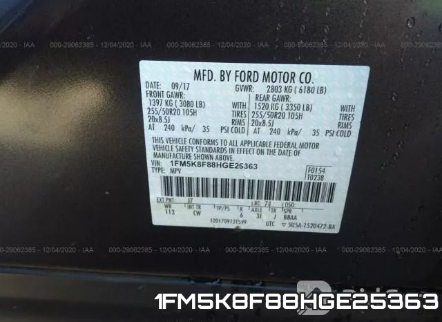 1FM5K8F88HGE25363 фото 10