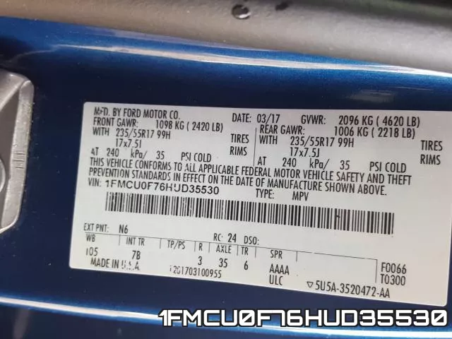 1FMCU0F76HUD35530 фото 2