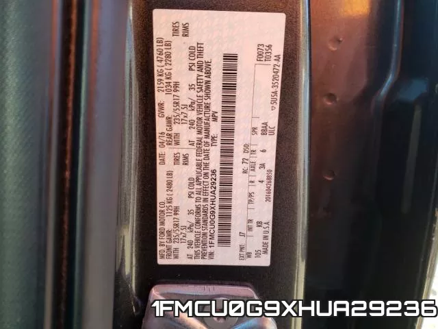 1FMCU0G9XHUA29236 фото 2
