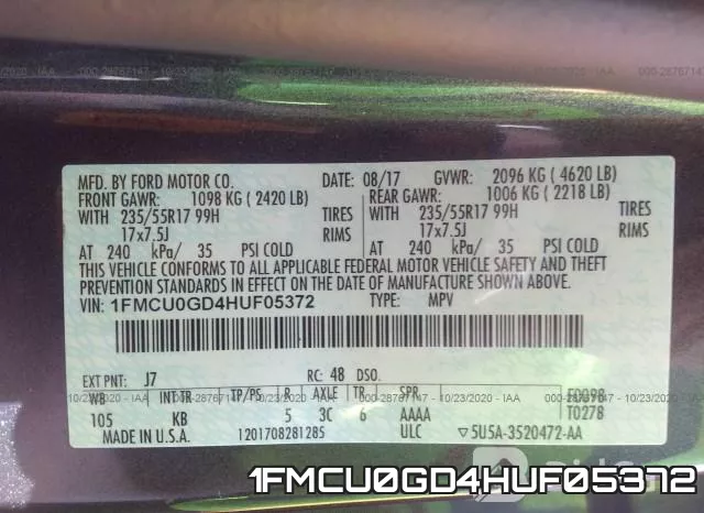 1FMCU0GD4HUF05372 фото 8