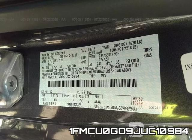 1FMCU0GD9JUC10984 фото 9