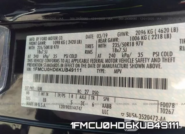 1FMCU0HD6KUB49111 фото 10