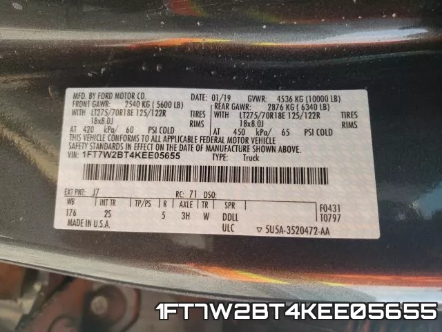 1FT7W2BT4KEE05655 фото 2