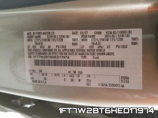 1FT7W2BT6HED17974 фото 2