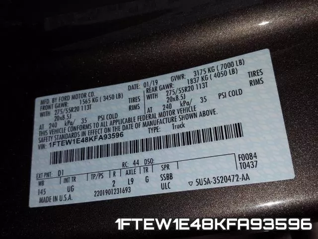 1FTEW1E48KFA93596 фото 2