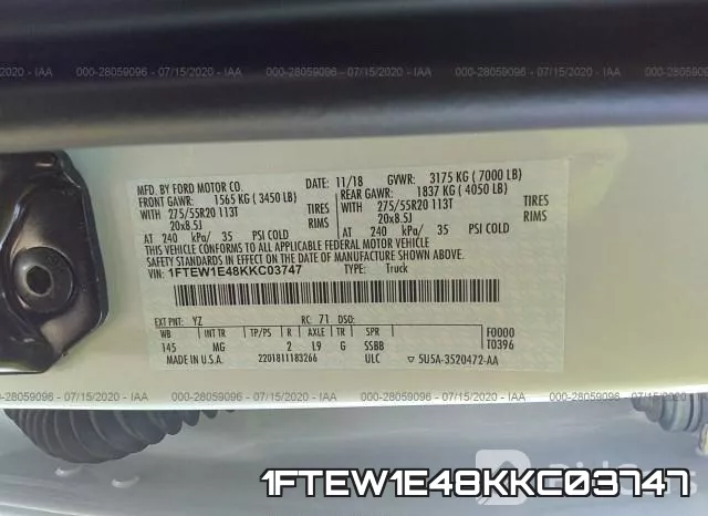 1FTEW1E48KKC03747 фото 9