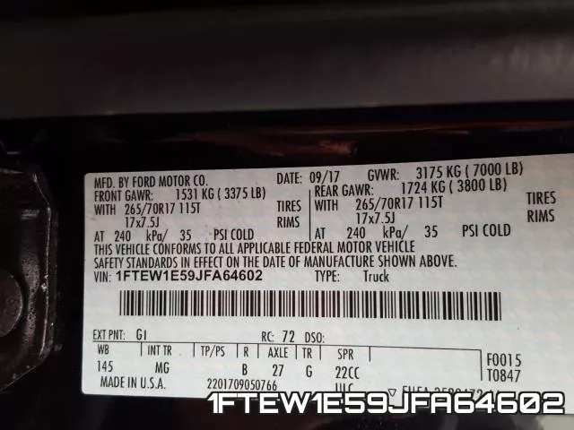 1FTEW1E59JFA64602 фото 2