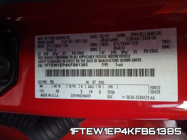 1FTEW1EP4KFB61385 фото 2