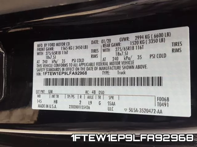 1FTEW1EP9LFA92968 фото 2