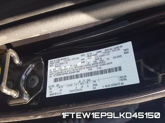 1FTEW1EP9LKD45150 фото 2