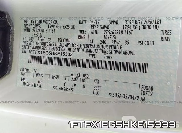 1FTFX1EG5HKE15333 фото 10