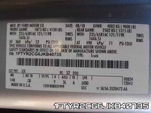 1FTYR2CG6JKB40735 фото 2