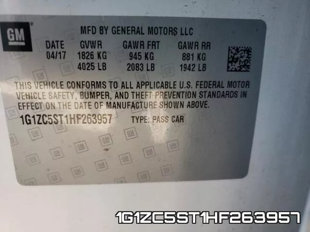 1G1ZC5ST1HF263957 фото 2