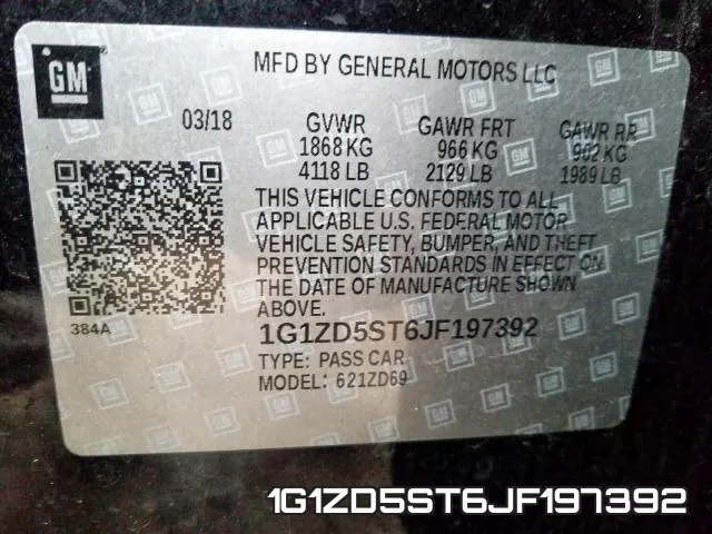 1G1ZD5ST6JF197392 фото 2