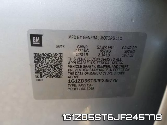 1G1ZD5ST6JF245778 фото 2