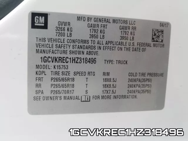 1GCVKREC1HZ318496 фото 2