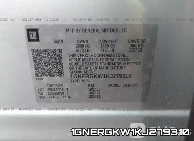 1GNERGKW1KJ279310 фото 9