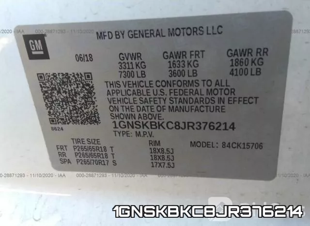 1GNSKBKC8JR376214 фото 10
