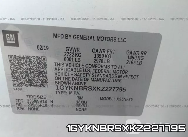 1GYKNBRSXKZ227795 фото 10