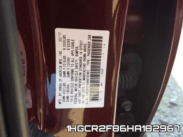 1HGCR2F86HA182967 фото 2
