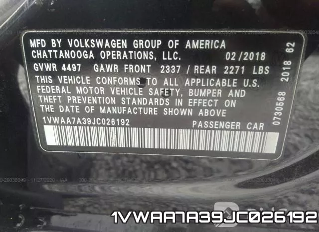 1VWAA7A39JC026192 фото 8