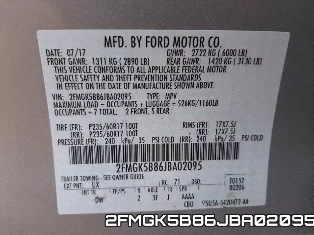 2FMGK5B86JBA02095 фото 2