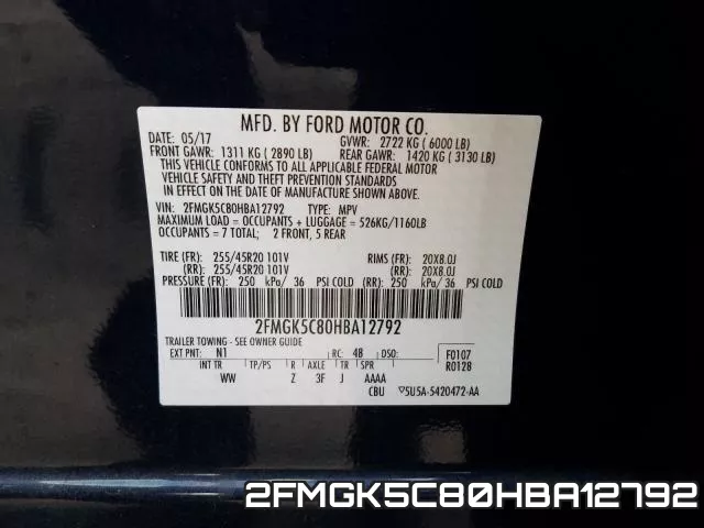2FMGK5C80HBA12792 фото 2