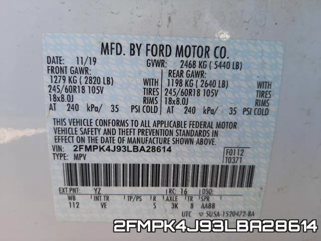 2FMPK4J93LBA28614 фото 2