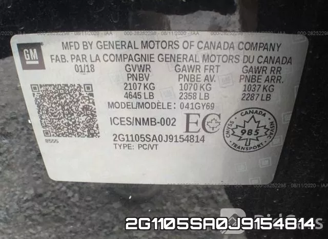 2G1105SA0J9154814 фото 9