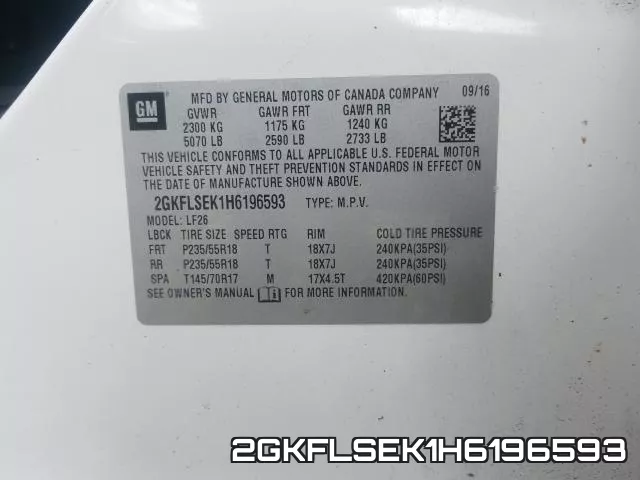 2GKFLSEK1H6196593 фото 2