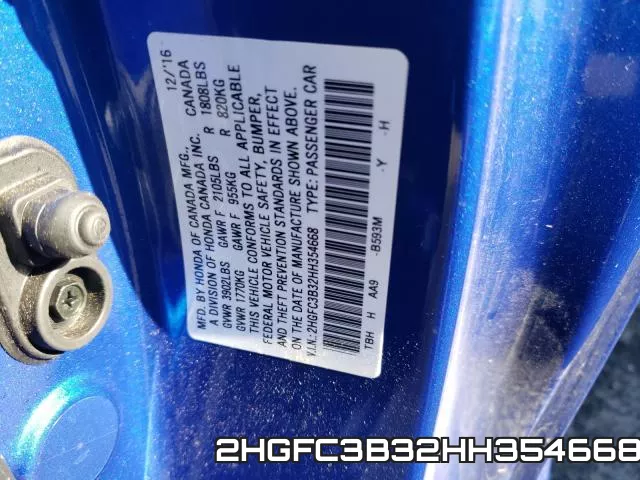 2HGFC3B32HH354668 фото 2