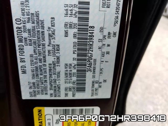 3FA6P0G72HR398418 фото 2
