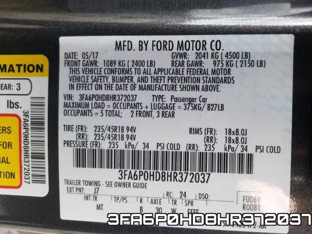 3FA6P0HD8HR372037 фото 2