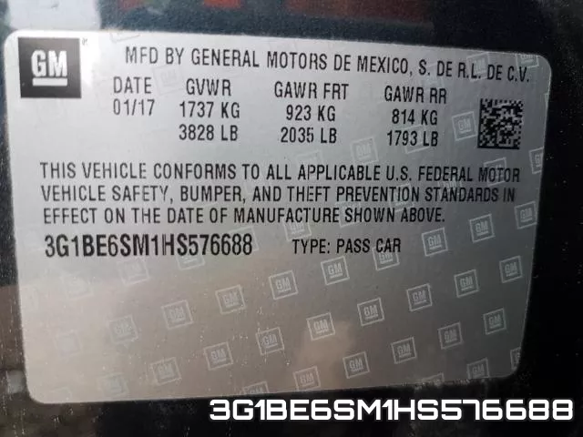 3G1BE6SM1HS576688 фото 2