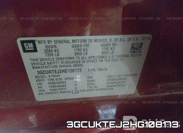 3GCUKTEJ2HG108173 фото 10