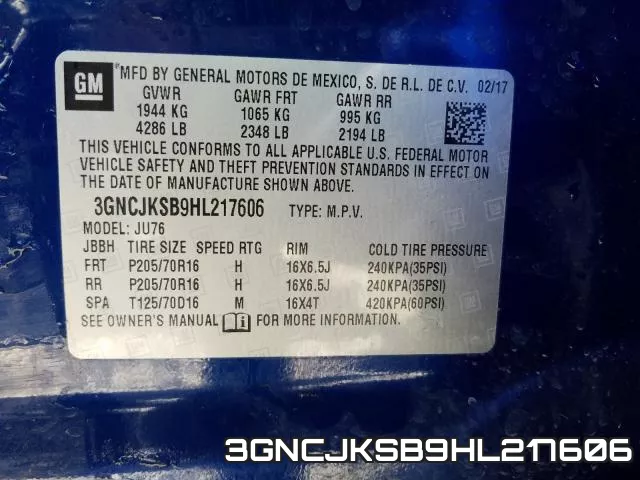 3GNCJKSB9HL217606 фото 2