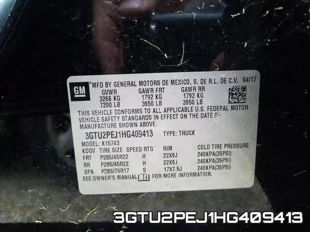 3GTU2PEJ1HG409413 фото 2