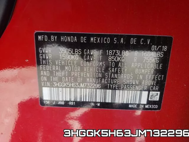 3HGGK5H63JM732296 фото 2