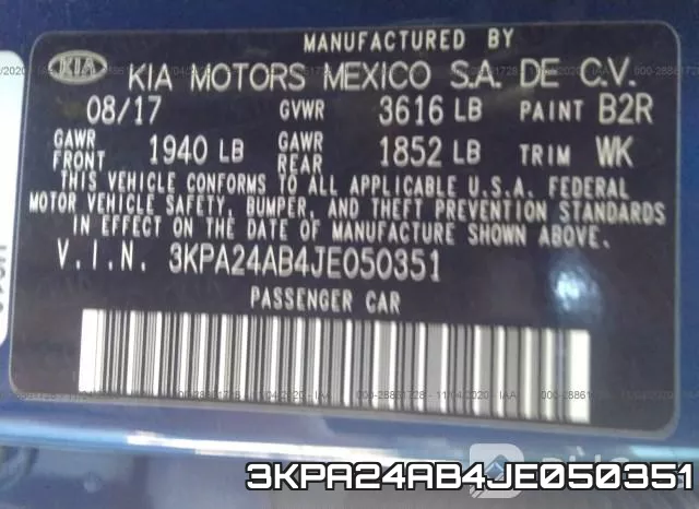 3KPA24AB4JE050351 фото 9