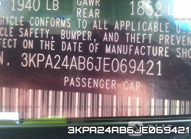 3KPA24AB6JE069421 фото 10