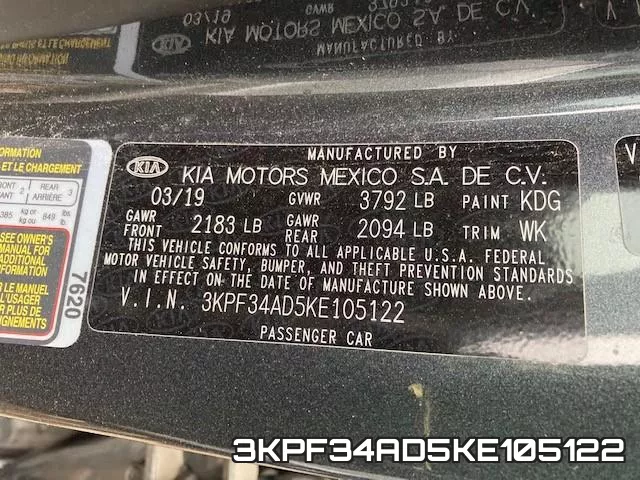 3KPF34AD5KE105122 фото 2