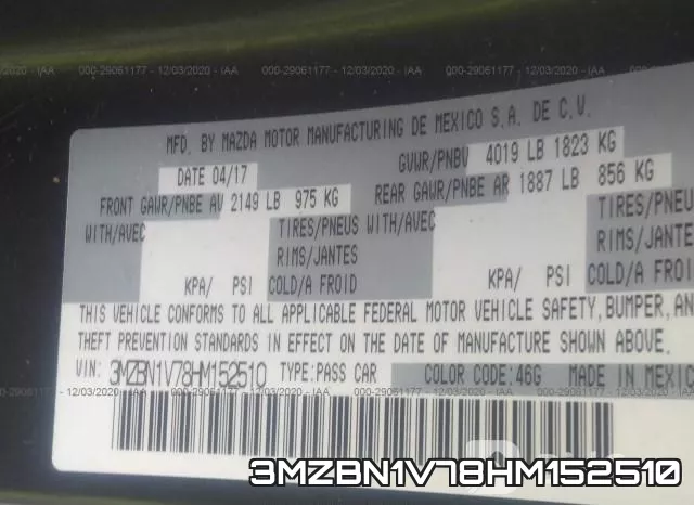 3MZBN1V78HM152510 фото 10