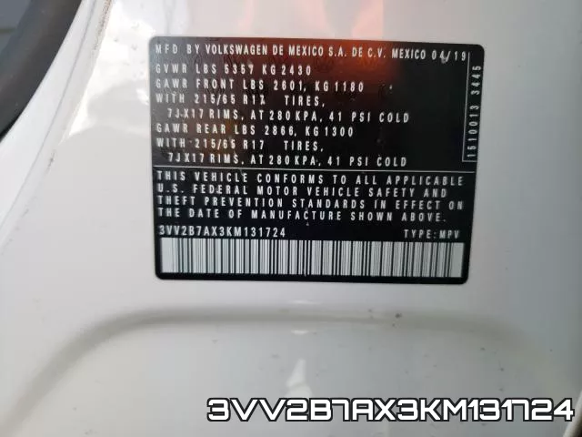 3VV2B7AX3KM131724 фото 2
